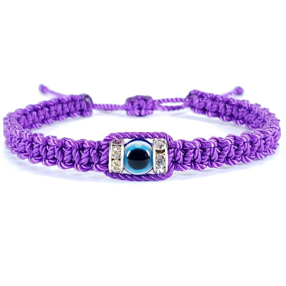 Purple evil eye bracelet, adjustable wristband new